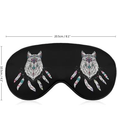 Watercolor Wolf Dreamcatcher Sleep Mask - Adjustable Eye Cover for Sleeping, Blocking Light - Men, Women - Ideal for Night, Travel, Nap - Buy Online on GoSupps.com