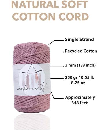 Makromecity 3mm Single Strand Dusty Rose Macrame Cord - 109 Yards for Macrame Art & Crafts | Wall Hangings, Keychains | Cotton Cord - Buy Online on GoSupps.com