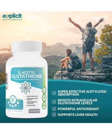 eXplicit Supplements S-Acetyl Glutathione SAG 300mg - 60 Acid-Resistant Capsules, Made in USA - Buy Online on GoSupps.com
