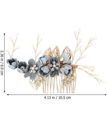 Healeved 1 Set U Shape Hair Pins Rhinestone French Pin Wedding Hair Comb Flower Hair Clip Blue - Buy Online on GoSupps.com
