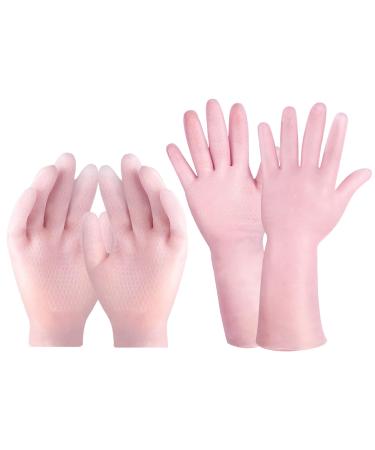 Moisturizing Gloves Overnight 2 Pairs Soft Silicone Gloves Non-Slip Palm for Repairing Dry Cracked Aging Hands Eczema and Softening Rough Skin