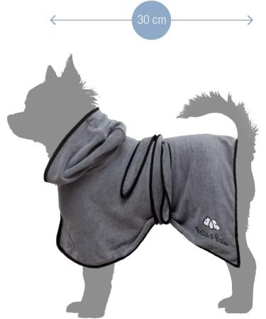 Bella & Balu Dog Bathrobe - Absorbent Microfiber Towel for XS Dogs | Perfect for Swimming & Rain - Gray - Buy Online on GoSupps.com