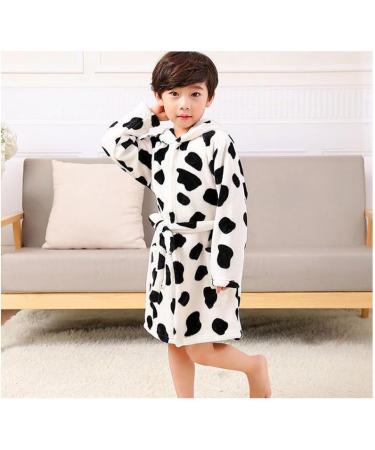 JZLPIN Unisex Baby Hooded Bathrobe | Kids Flannel Pajamas Dressing Gown for Boys & Girls (1-2 Years) - Cow Print - Buy Online on GoSupps.com