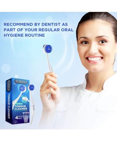 Oralganix 2-in-1 Tongue Cleaner - 4 Pack - Multicolor Tongue Brush and Scraper - 4 Count - Buy Online on GoSupps.com