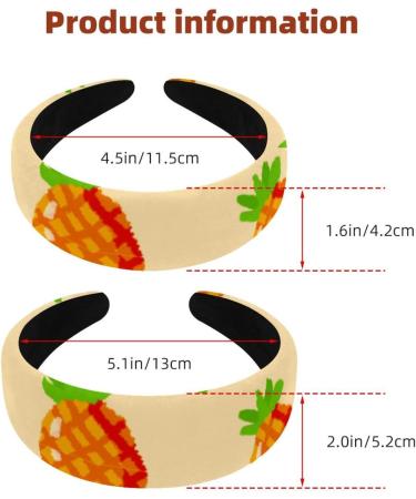 2 Pieces Headbands Women Hair Head Bands Pineapple Non Slip Thick Padded Hairband Hair Band Hoops Vintage Thick Hair Wrap Multi-colored 7 - Buy Online on GoSupps.com