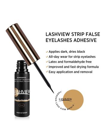 LASHVIEW Black Latex-Free Eyelash Glue | Strong Hold, Waterproof, Sensitive Eyes | 5g - Buy Online on GoSupps.com