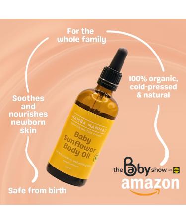 Mamba Mammas Baby Sunflower Body Oil | 100% Pure Organic Cold-Pressed 100ml | For Newborns | Hydrating & Soothing for Dry, Peeling, Cracked Skin - Buy Online on GoSupps.com