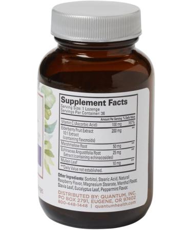 Quantum Health Elderberry Lozenges - Raspberry, Herb-Infused Throat Comfort & Immune Support, 36 Ct - Buy Online on GoSupps.com