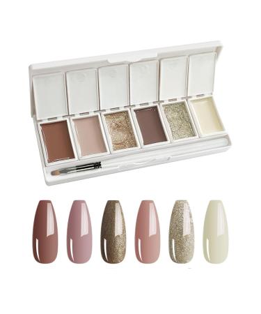 Biudui gel nail polish 6 colors solid nailing pallet solid nail glue gel with nail brush manicure nail design kit for beginners and professionals DIY-nail art cream pudding-UV glue