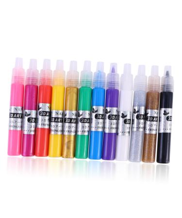 FRCOLOR 3d Nail Painting Kit 12 manicure 3D Nail Art DIY Polish Pen pen kit coating three-dimensional 3d Paint pen set nail paint pens for nail art carved pen Nail supplies nail gel