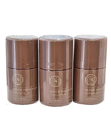 Quick Hair Puff 01 NATURAL BROWN x 3pc SET for Hair Line Makeup Men/Women
