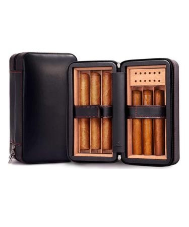 Cigar Humidor Case Leather Humidor Box Cedar Wood Portable with Humidifier and Hygrometer Removable Cedar Tray