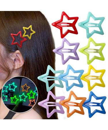 Colorful glowing star hair clips women little hair clips girl light color star hair clip pentagram hair clips hair clip Hairdress glow in the dark star hair clips y2k accessories 10 pieces