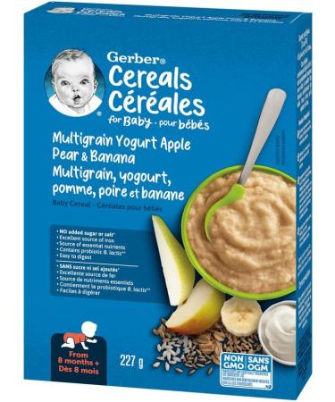 GERBER CEREAL Wheat with Yogourt & Apple Pear Banana Cereal 8+ months 227 g 6 Pack - PACKAGING MAY VARY Wheat with Yogourt Apple Pear Banana - Buy Online on GoSupps.com