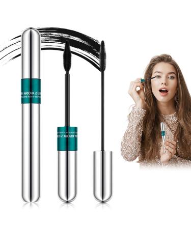 Curl Long Lasting Mascara 2024 Upgrade 2 in 1 Curl Long Lasting Waterproof Mascara 4D Silk Fiber Lash Mascara Mascara 5x Longer Waterproof Creates Natural Makeup Effect (Green One Size) Green 8 ml (Pack of 1)