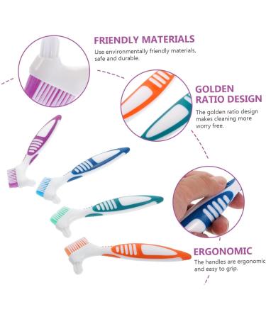 Dentures Cleaning Brush Set - 4 Piece Double-Sided Soft Bristle Prosthesis Cleaner for Effective Denture Care - Buy Online on GoSupps.com
