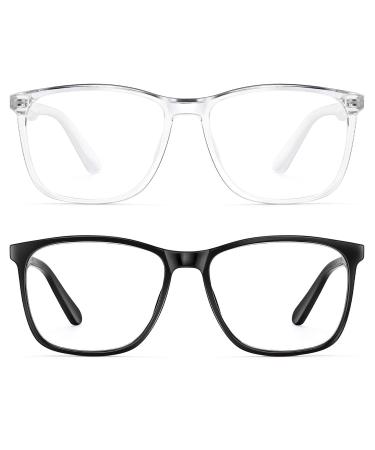Blue Light Blocking Glasses Women/Men, JEKCHAMEL Fashion Lightweight Frame Computer Eye Glasses Anti Eyestrain & UV Glare for Gaming & Reading, 2-Pack (A)