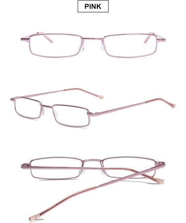 Vevesmundo Mini Compact Metal Reading Glasses with Light Filter - Spring Hinge Classic Design Pink & Blue - 2.5x Reading Aid - Buy Online on GoSupps.com