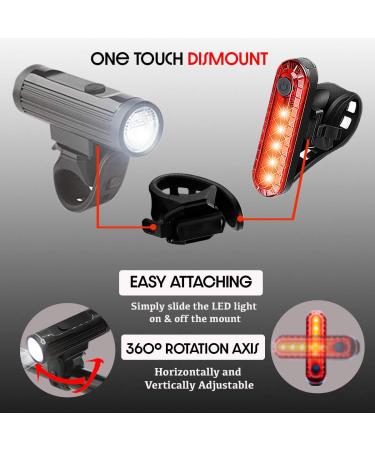 Bike Headlight and Rear Light Set - USB Rechargeable, Super Bright & Waterproof - Ideal for Road Cycling and MTB - Apremont - Buy Online on GoSupps.com