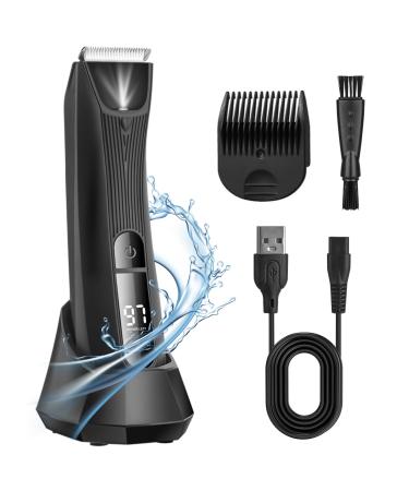 Body Hair Trimmer Men Ball Trimmer Men Electric Groin Hair Rechargeable Body Groomer with LED Light for Private Parts & Pubic Hair Waterproof Wet and Dry Razor (Testa di taglio singola)
