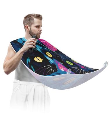 Animal Cat Beard Bib Apron Beard Hair Catcher for Men Shaving Fathers Day Anniversary Christmas Gifts for Dad Husband Beard Bib with 2 Suction Cups