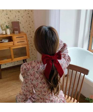 Velvet Hair Bow Clips Large Satin Ribbon Bow Hairpins Bow Hair Barrette for Party Hair Accessories Black Bow Hair Clips Velvet Hair Bow Clips Satin Ribbon Bow Hairpins Red - Buy Online on GoSupps.com