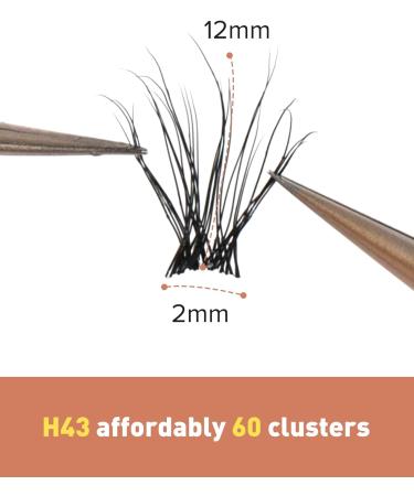 Onlyall DIY Eyelash Extensions - 60 Cluster & Individual Natural Wispy Lashes - H-43 (12MM) - Buy Online on GoSupps.com