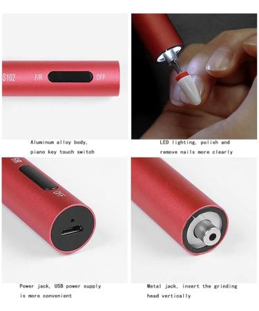 Portable Electric Nail Drill Professional Chargeable Efile for Acrylic Gel Nails Polishing Shape Tools Nail Brush Nail Buffer Manicure Pedicure Polishing Tools Pink - Buy Online on GoSupps.com