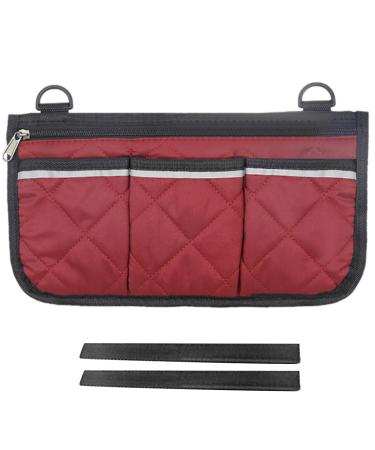 HIOPOIUYT Walking Frame Storage Pouches Geometric Square Wheelchair Bag Armrest Side Bags For Senior And Disabled Claret