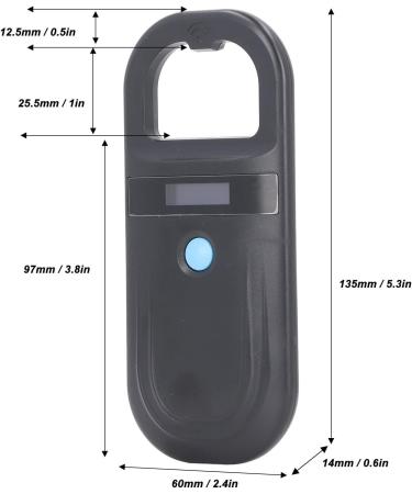Portable Pet ID Microchip Reader | 134.2kHz Black Rechargeable Animal Chip Scanner | Pet Tag Scanner for Global Shipping - Buy Online on GoSupps.com
