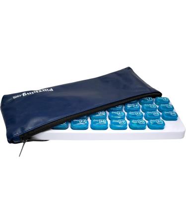 Pill Pod Organizer with Zippered Travel Case - 31-Day Monthly Medication Vitamins & Supplements Organizer (Blue) | Perfect for Travel - Buy Online on GoSupps.com