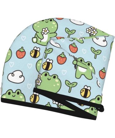 Hair Towel Wrap - Quick Drying Cute Floral Frog Turban | Hair Drying Towel with Button - Buy Online on GoSupps.com