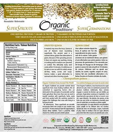 Organic Traditions Sprouted Quinoa - 12 oz (340g) | Superfood, Gluten-Free, Nutrient-Rich - Buy Online on GoSupps.com