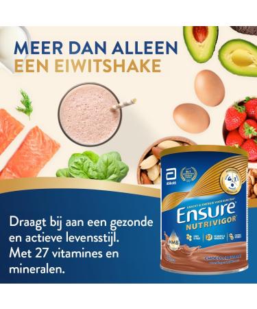 Abbott BV Ensure Nutrivigor 850g Chocolate Food supplement for adults Highquality proteins HMB 27 multivitamins and minerals including vitamin C vitamin D magnesium and zinc - Buy Online on GoSupps.com