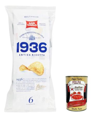 Italian Gourmet E.R. San Carlo 1936 Pack of 12 salted potato chips (6 x 25 g) 150 g potato chips + Polpa Italian Gourmet 400 g