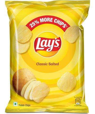Lays & Kurkure Various Flavours Perfect Snack for Tea Time - Combination of Spice & Crunch Taste Up Your Life With Namkeen - Work Home Or School (Pack of 4 Lay's Classic salted Flavour) - Buy Online on GoSupps.com