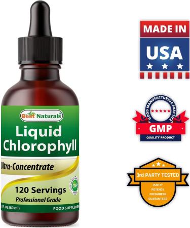 Best Naturals Liquid Chlorophyll Drops - 50 mg - 120 Servings Per Glass Bottle - 2 FL OZ (Pack of 2) 120 ml (Pack of 1) - Buy Online on GoSupps.com