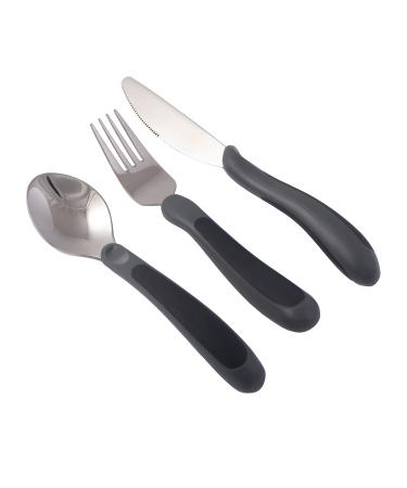 NRS Healthcare Kura Care Adult Cutlery Set Easy Grip Set Black & Grey Grey and Black Grey and Black Single
