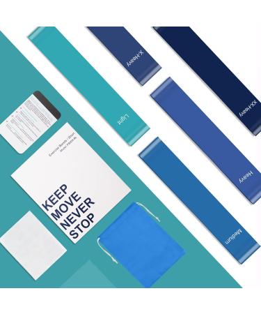 Resistance Bands 5 Pcs Natural Latex Exercise Bands Workout Bands with 5 Resistance Levels for Workouts Pilates Physiotherapy Stretching Yoga Home Gym - Carry Bag Included Blue - Buy Online on GoSupps.com