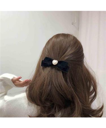 Yheakne Velvet Bow Hair Tail Clip Satin Black Long Tail Hair Bow Headpieces Winter Hair Tie Bow French Barrette Headwear Hair Accessories for Women and Girls Gifts (Satin Black) - Buy Online on GoSupps.com