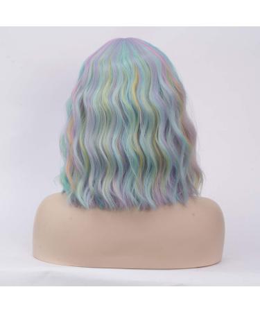 Cying Lin Short Bob Rainbow Wig for Women - Cosplay Halloween Party Wavy Curly Heat Resistant Wig - Buy Online on GoSupps.com