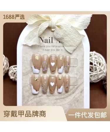 French Love Whitening Handmade Nail Wearing Style Long Ladder Wearable Nail Patch False Nails 10pcs (Size : L) 1 count (Pack of 1) - Buy Online on GoSupps.com
