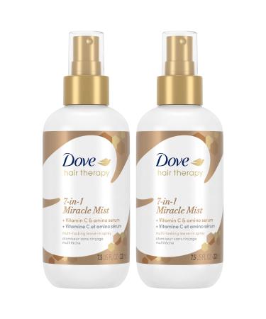 Dove 7-in-1 Miracle Mist for Women - Anti Frizz Detangler Shine Enhancer Vitamin C Repair Treatment for Damaged Hair Leave In Conditioner 7.5 Fl Oz (Pack of 2)