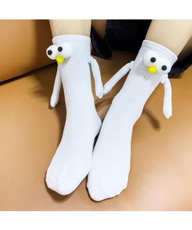 Suction Cup Couple Socks | Creative 3D Doll Design | Funny Magnetic Connection | Perfect Gift for Women & Men | 1 Pair White - Buy Online on GoSupps.com