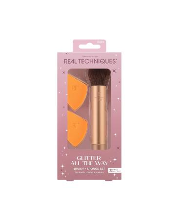 Real Techniques Glitter All The Way Brush & Sponge Set - Limited Edition Makeup Tools for Blending & Contouring | Latex-Free Holiday Gift - Buy Online on GoSupps.com
