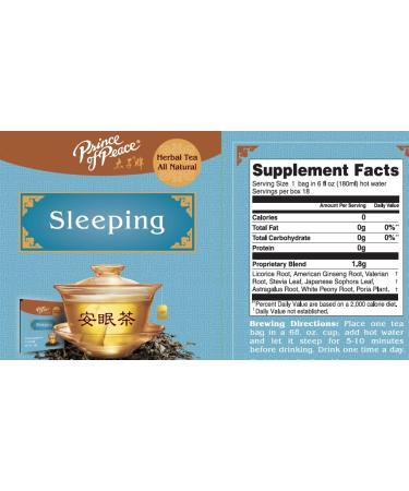 Prince of Peace Sleeping Tea - Herbal Sleep Aid with Valerian Root - 18 Tea Bags for Bedtime Support - Buy Online on GoSupps.com