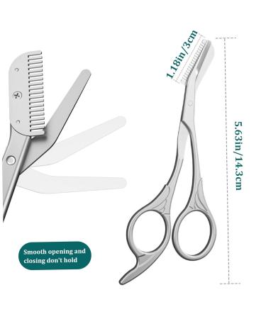Premium Eyebrow Scissors with Comb - 5.63" Stainless Steel Rustproof Trimmer for Women | Non-Slip Handle for Home & Travel - Buy Online on GoSupps.com