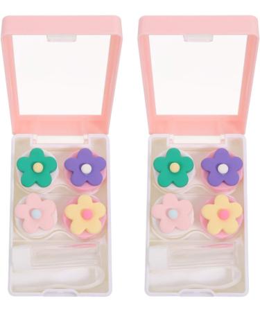 Faruta Portable Contact Lens Organizer Set - 2 Mini Containers for School Home & Travel - Pink - Buy Online on GoSupps.com