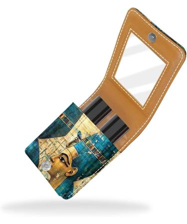 Travel Lipstick Organizer Case - Vintage Egyptian Makeup Bag with Mirror | Portable & Stylish Cosmetic Storage - Buy Online on GoSupps.com
