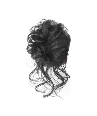 TEESONG Hair Chignon Messy Bun Hair Slices Donut Extensions Ponytail Bun Curly Wavy Brazilian Hair Band Elastic Rubber Band Bun for Women Messy Bun Hair Piece (Color : Natural black)